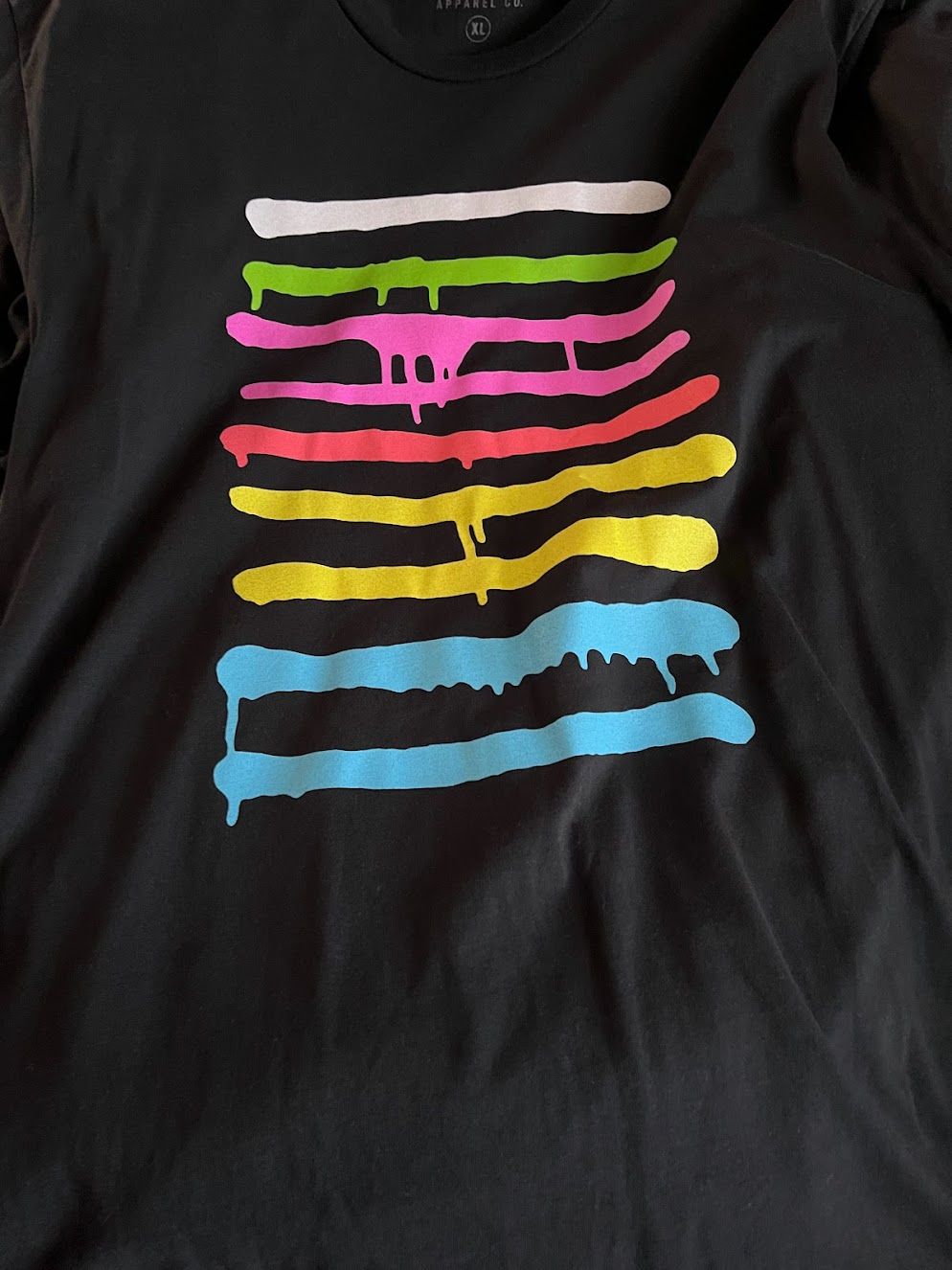 Multi coloured lines of spray paint t-shirt from Wyndham Walls